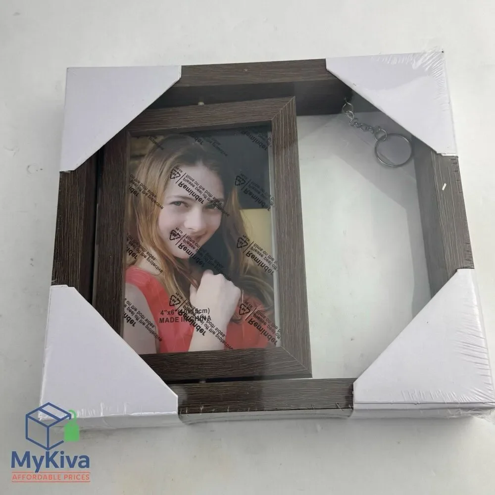 Photo Frame Wooden 4x6 Inch Gift Frame with Key Ring Brown